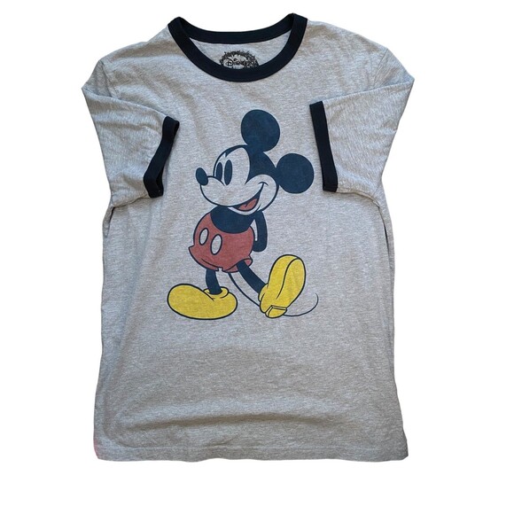 Disney Mickey Mouse Grey & Navy trims T-shirt Size Large L nwot - Picture 3 of 4